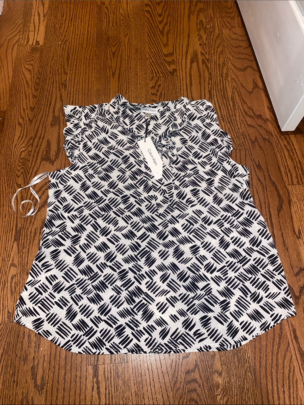 NWT Calvin Klein Black & White Sleeveless Blouse